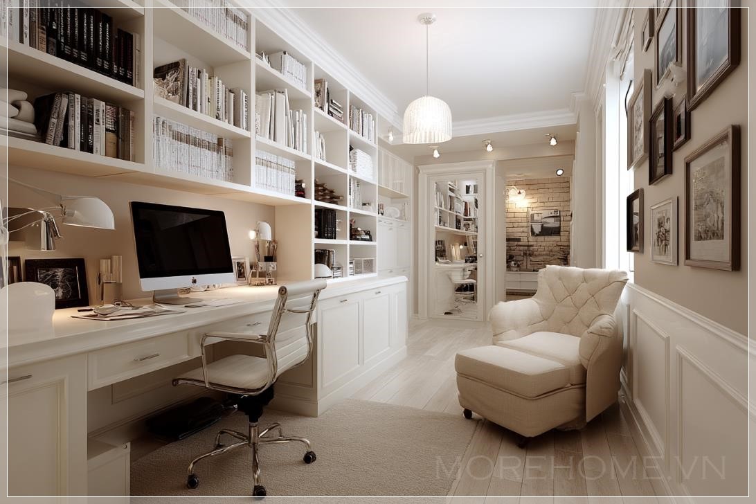  Studio làm việc nhỏ hiện đại nhưng lãng mạn, diện tích 6m x 3m, dành cho giám đốc sáng tạo trong lĩnh...