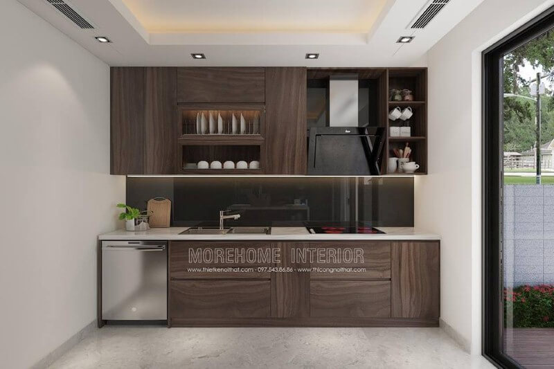 Đá ốp bếp nhân tạo màu trắng đẹp, bền cho không gian phòng khách hiện đại. Thiết kế nội thất