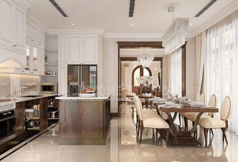 Thiết kế nội thất cho phòng ăn biệt thự phong cách tân cổ điển sang trọng Thiết kế nội thất