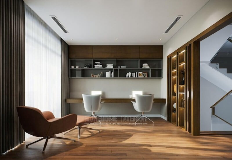 Kệ trang trí thiết kế đơn giản với các nhiêu ô để đồ giúp bạn lưu trữ đồ gọn gàng ngăn nắp dành cho 2 người. Thiết kế nội thất