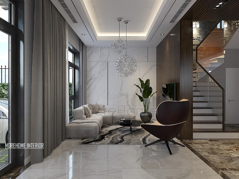 Thiết kế nội thất phòng khách biệt thự đẹp tại Xuân Phương, Hà Nội. Thiết kế nội thất