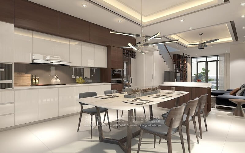 Bạn yêu thích vẻ đẹp hiện đại của bộ bàn ăn gỗ 6 ghê chung cư hãy đến ngay với siêu thị nội thất MoreHome Thiết kế nội thất