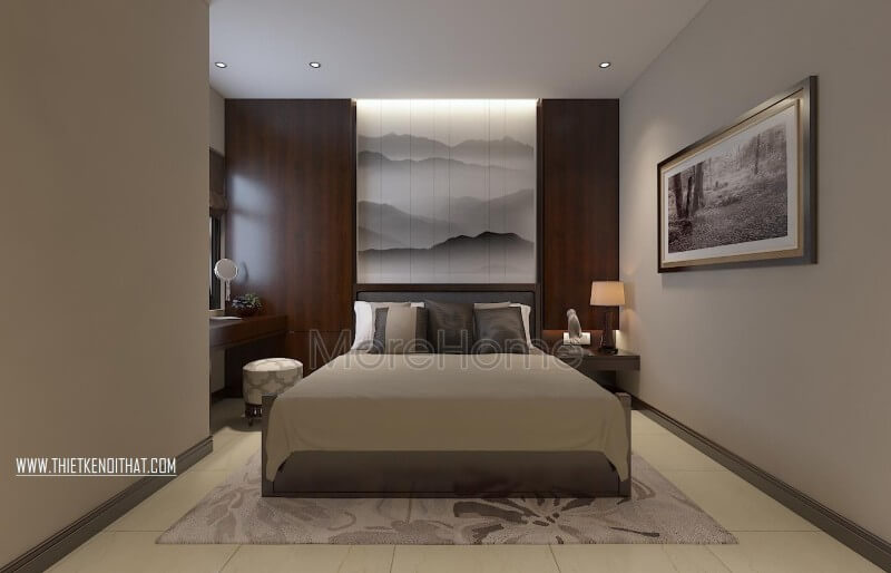 Thiết kế phòng ngủ chung cư nhẹ nhàng thanh tao với những gam màu sắc đơn giản mang lại cho gia chủ một không gian dễ chịu mà đầy đủ công năng sử dụng. Thiết kế nội thất phòng ngủ hiện đại, đơn giản tại HCM