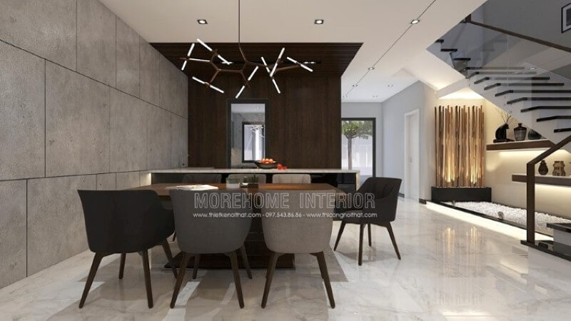 Trang trí nội thất phòng ăn hiện đại, đẹp sang trọng dành cho nhà phố, biệt thự với tối đa 7 thành viên. Thiết kế nội thất
