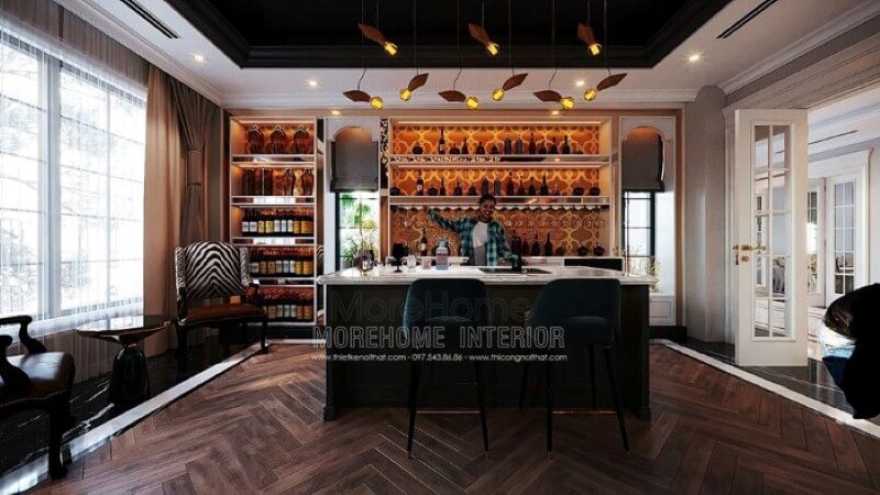 Sắp xếp quầy bar đẹp, sang trọng tại nhà. Thiết kế nội thất