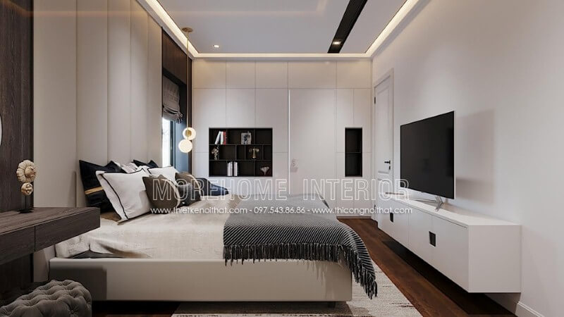 Tủ đựng đồ ấn tượng trong trang trí phòng ngủ phong cách hiện đại. Thiết kế nội thất