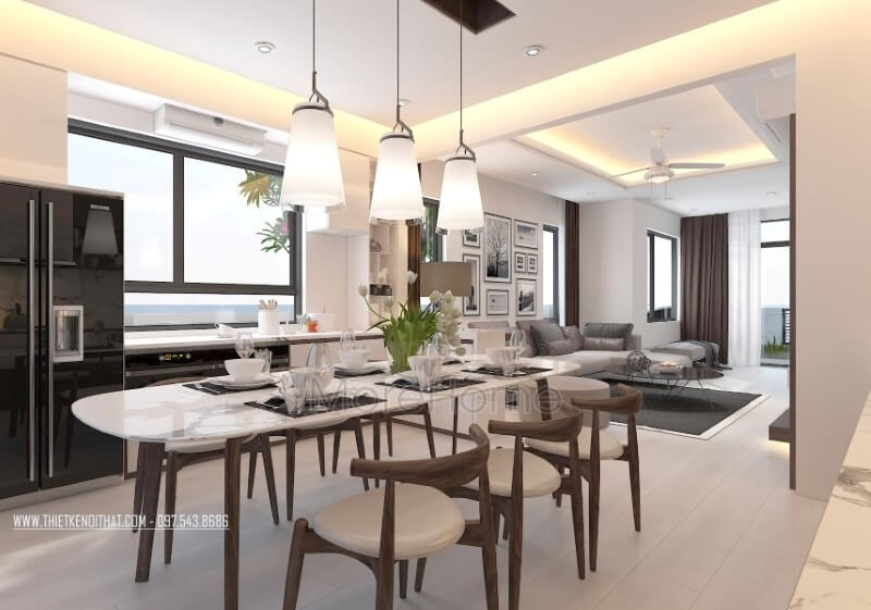 Nội thất gỗ óc chó đẹp, sang trọng cho phòng ăn hiện đại. Thiết kế nội thất