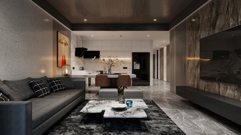 Tạo điểm nhấn cho phòng khách chung cư ấn tượng với bộ sofa hiện đại Thiết kế nội thất