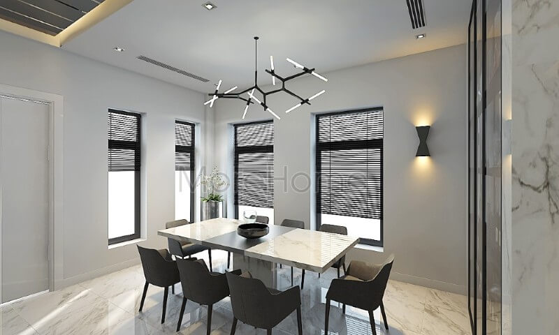 Thiết kế bàn ăn 8 chỗ hiện đại kích thước lớn, , phù hợp với nhiều mục đích sử dụng của gia chủ Thiết kế nội thất