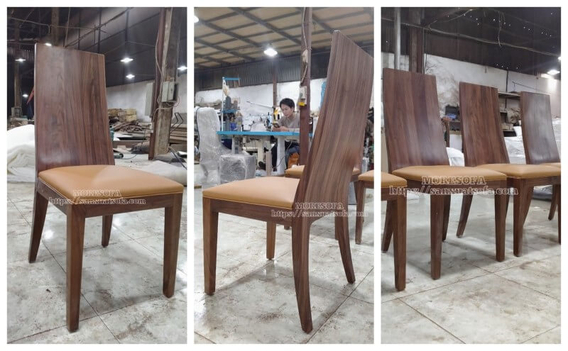 Mẫu ghế ăn gỗ óc chó cao cấp bọc da Ý phong cách hiện đại - Sản phẩm đồ gỗ óc chó đẹp cho không gian nội thất phòng ăn nhà chung cư, biệt thự, nhà phố Thiết kế nội thất