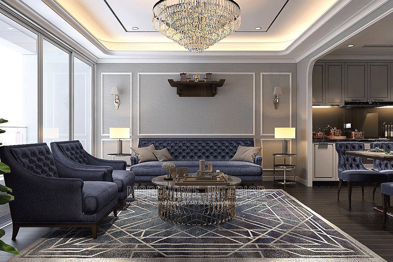Nội thất phòng khách sang trọng ấn tương với bộ sofa màu tím mới lạ Thiết kế nội thất