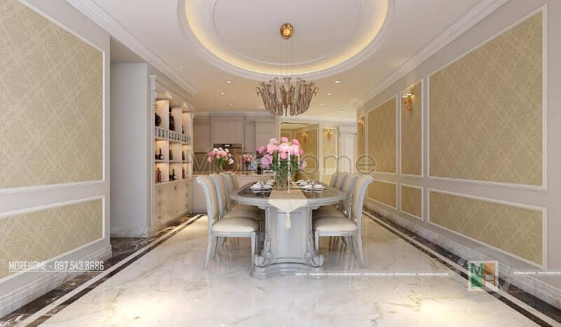Nội thất phòng ăn chung cư cao cấp ấn tượng và độc đáo với phong cách tân cổ điển Thiết kế nội thất